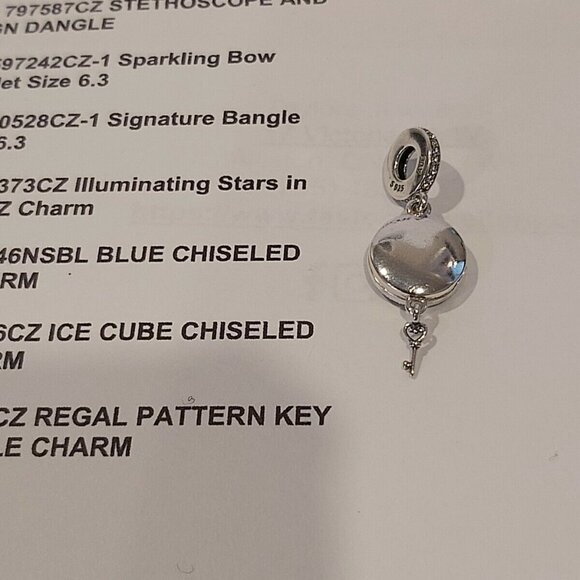 Authentic Pandora Sterling Silver *RETIRED* Regal Key Dangle Charm 797660CZ - Picture 10 of 13
